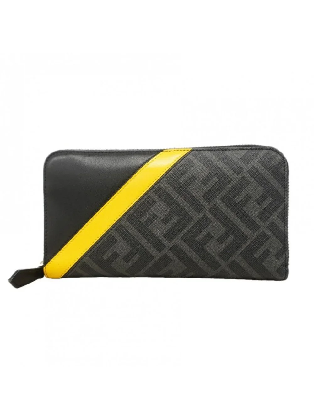 Fendi Wallet Zucca Black Yellow Silver